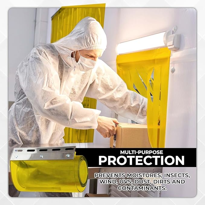 Yellow Kit PVC Smooth Plastic Strip Door Curtain 7 x 600 in Standard Clear - Image 5