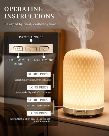 Essential Oil Diffuser, 120ML 2.4MHz Ultrasonic Aromatherapy Diffusers - Image 5