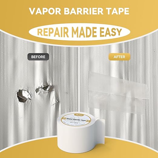 Vapor Barrier Tape 2 Rolls, 9 mil White polyethylene Tape, Moisture Sealing and - Image 4