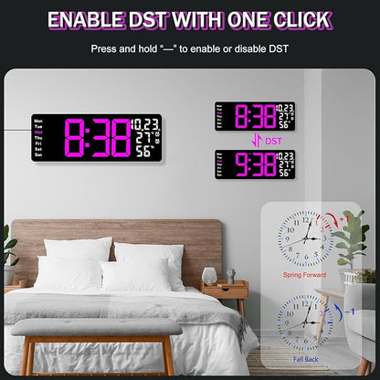 JoFomp 17.3" Large Digital Wall Clock, LED Digital Clock Large Display - Image 7