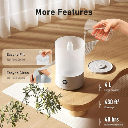Humidifiers for Bedroom, 4L Top Fill Humidifier for Large Room, 250ml/h Cool - Image 7