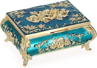Hipiwe Vintage Metal Jewelry Box Small Treasure Chest Case Trinket Organizer - Image 8