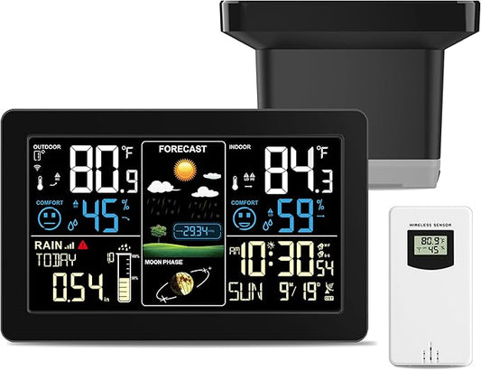 Weather Station with Rain Gauge Outdoor, Home Weather Stations Wireless Indoor by BIUWING