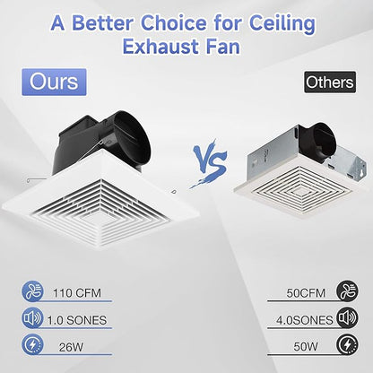 Bathroom Ceiling Exhaust Fan, Household Bath Vent Ventilation Fan - Image 3