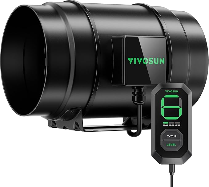 VIVOSUN G8 8" Inline Duct Fan & 3 Cycle Modes E12 Speed Controller, AeroZesh by VIVOSUN
