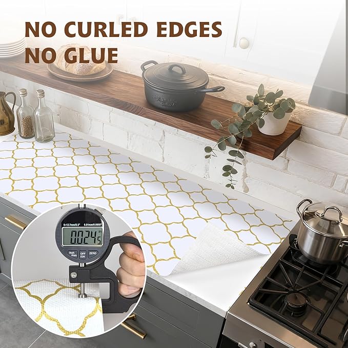 Shelf Liners for Kitchen Cabinets 17in x 30FT Non Adhesive Drawer Liner Gold - Image 8