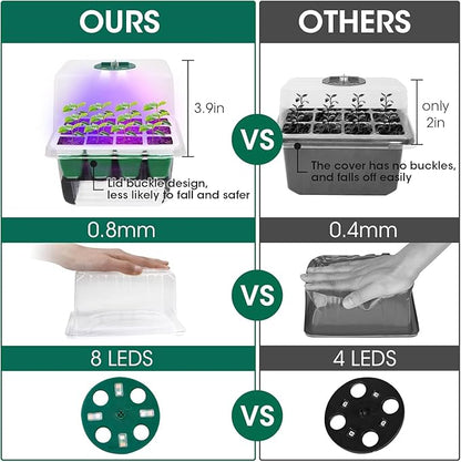 Seed Starter Tray with Grow Light, 5 Pack 60 Cells Seedling Tray Kit Reusable & - Image 5