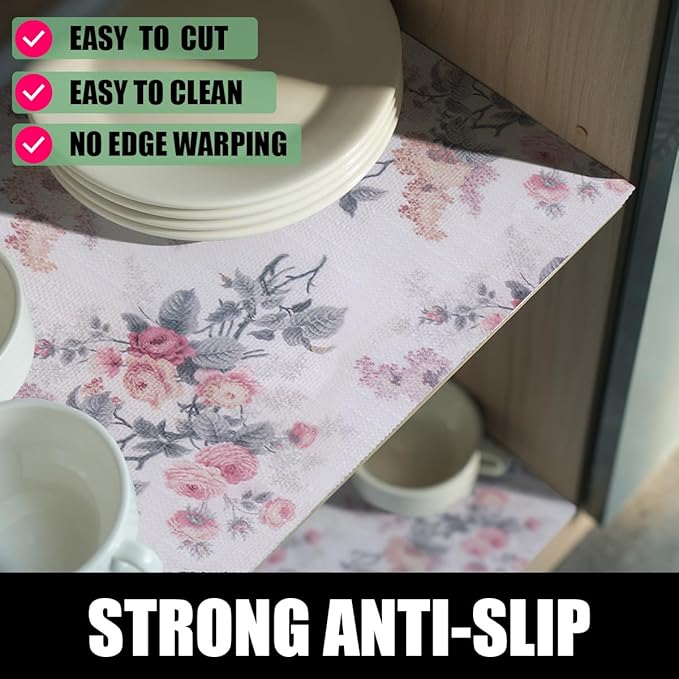 Drawer and Shelf Liner for Cabinets, Non-Adhesive and Strong Non-Slip Vintage - Image 2