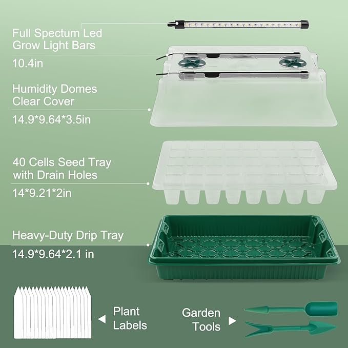 2 Packs Starter Tray with Grow Light, 80 Cells Seed Starter Kits with Humidity - Image 2