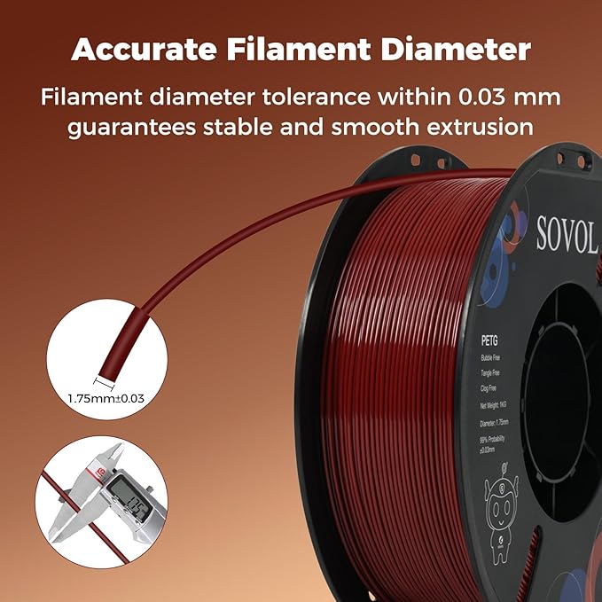Sovol 3D Printer PETG Filament 1.75mm 1KG, High Precision, Strong Toughness - Image 6