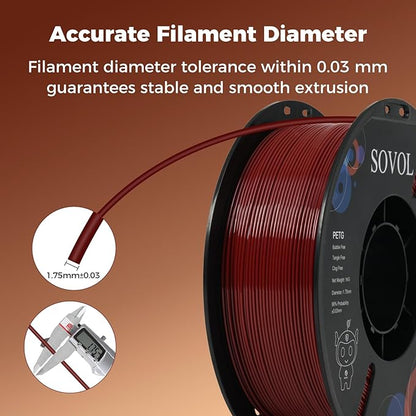 Sovol 3D Printer PETG Filament 1.75mm 1KG, High Precision, Strong Toughness - Image 6