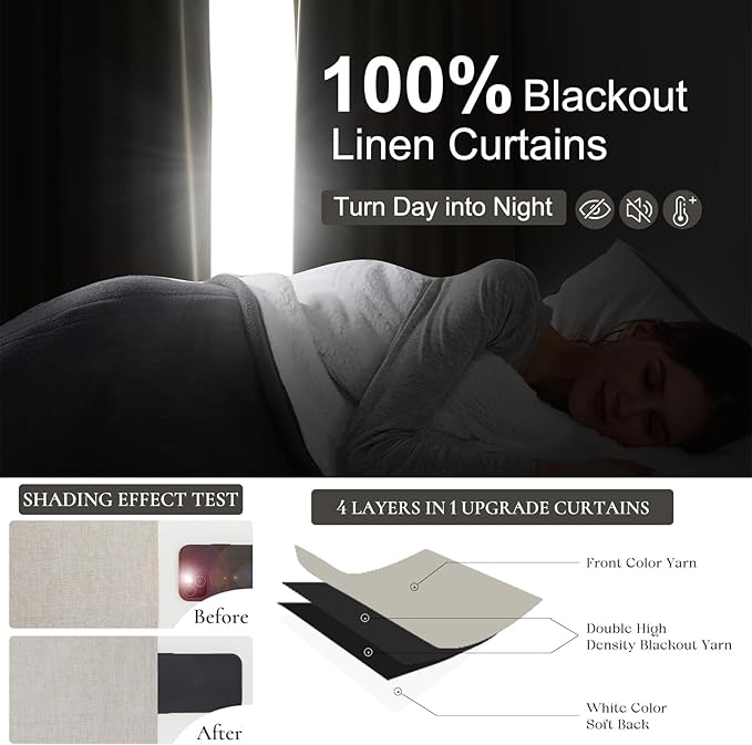 Modern Neutral 88 Inch Blackout Sliding Glass Door Curtains Light and Draft - Image 2