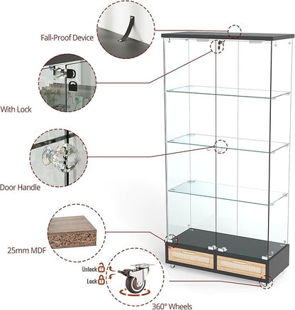 Yoluckea 4 Tier Glass Display Cabinet - Image 5