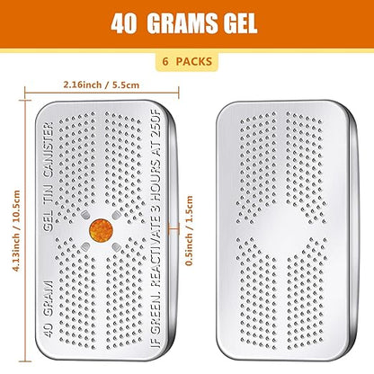 6 Pack 40 Gram Silica Gel Canister Dehumidifier Desiccant Orange to Green - Image 2