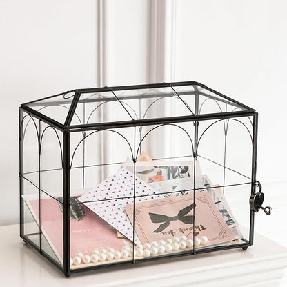 Wedding Card Box with Slot, 10.2'' Large Glass Card Boxes by Giadun
