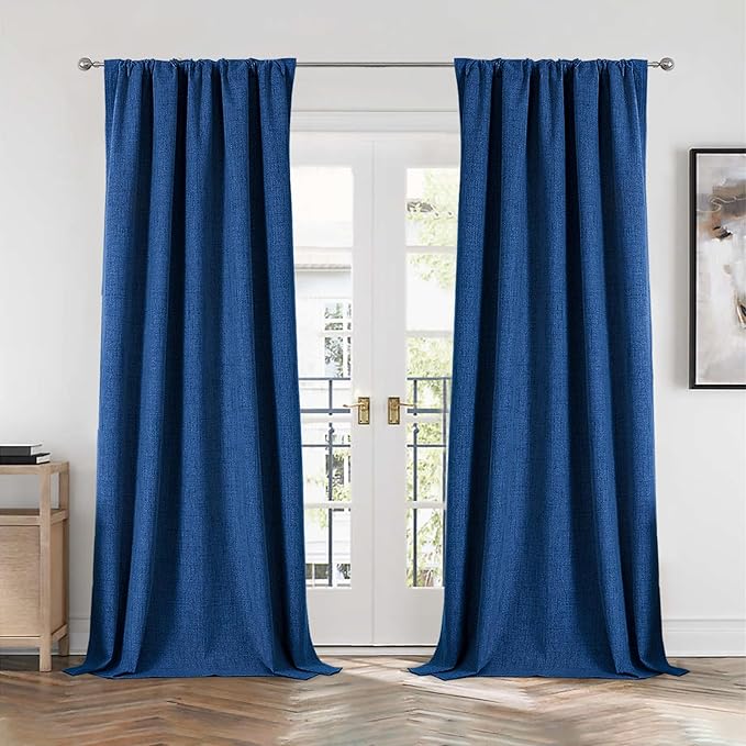 CUCRAF Linen 100% Blackout Curtains 90 Inch Length 2 Panels Set, Back Tab and - Image 7