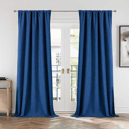 CUCRAF Linen 100% Blackout Curtains 96 Inch Length 2 Panels Set, Back Tab and - Image 7