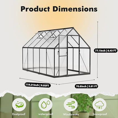 6×10FT Greenhouse for Outdoors, Walk-in Greenhouse and Winter Garden Planting - Image 8