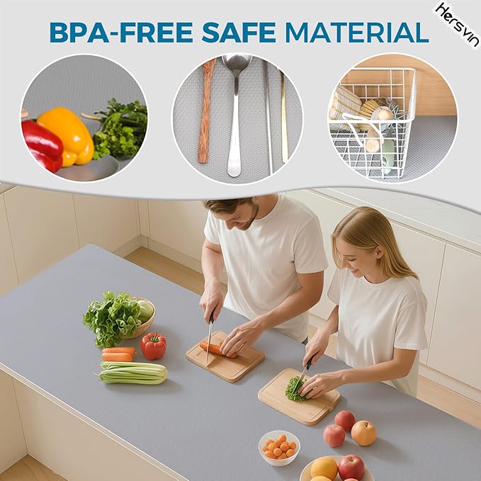 Hersvin Shelf Liners, 12in x 20ft Kitchen Drawer Mats, Non-Adhesive EVA - Image 4