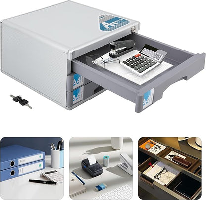 3 Tier Desktop Drawer Organizer, 3 Drawers Aluminum Alloy File Organizer - Image 8