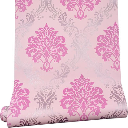 Yifely Vintage Pink Damask Self-Adhesive Shelf Drawer Liner Moisture Proof PVC by Unknown