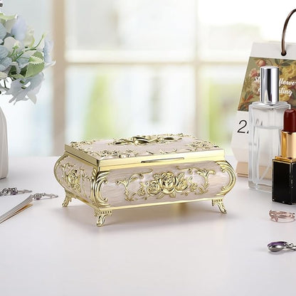 Hipiwe Metal Jewelry Organizer Box Antique Decorative Treasure Chest Keepsake - Image 5