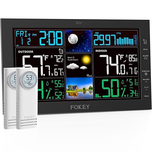 Weather Station Wireless Indoor Outdoor, Indoor Outdoor Thermometer Wireless by FOKEYDIRECT