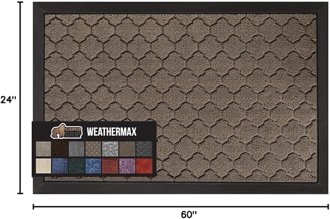 GORILLA GRIP 100% Waterproof All-Season WeatherMax Doormat, US Designed Natural - Image 2