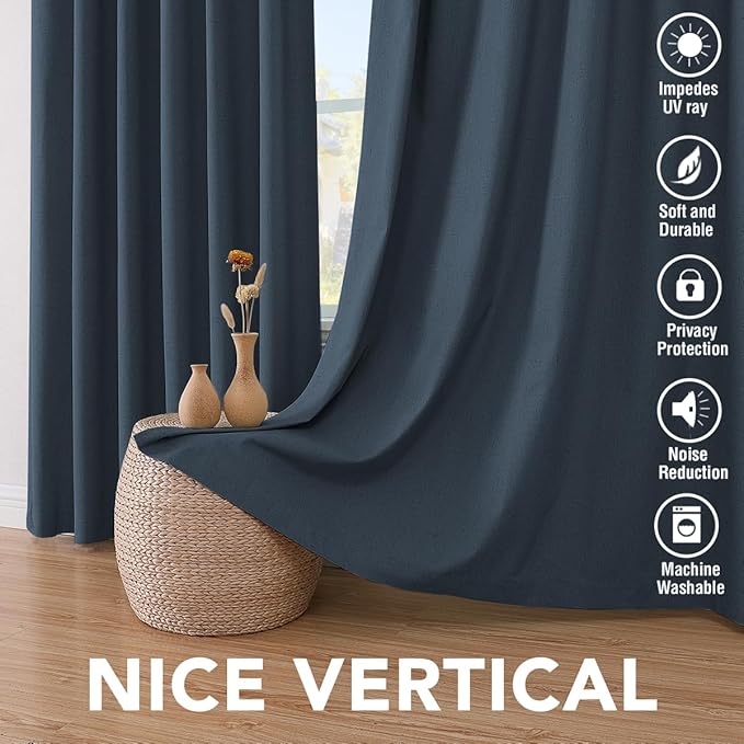 H.VERSAILTEX Primitive Linen Curtains 100% Blackout Curtain Drapes Burlap - Image 7