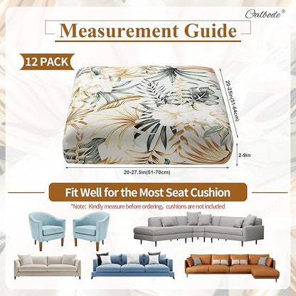 12Pcs Stretch Patio Cushion Cover, Tropical Floral and Leaf Pattern Sofa Covers - Image 2