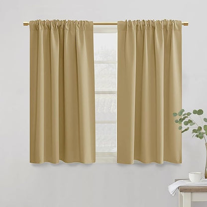 Beige Blackout Curtain Panels 42 Inch Length by PANELSBURG