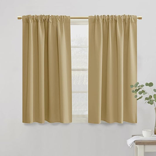 Beige Blackout Curtain Panels 42 Inch Length by PANELSBURG