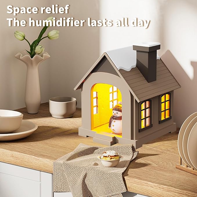 Christmas Village Houses Humidifier 500ml, Cute Snow House Cool Mist Humidifier - Image 2