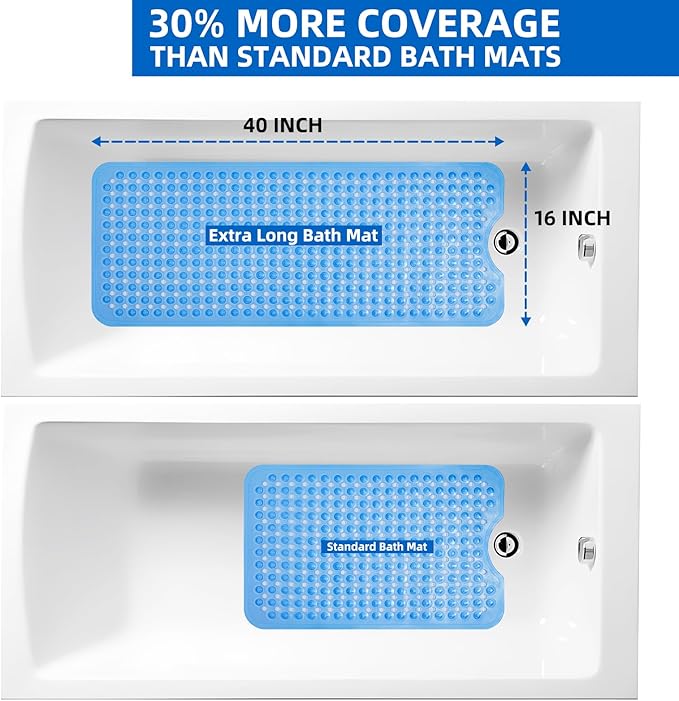 ZHICHENG Bath Tub and Shower Mats, Non-Slip 39 x 16 Inch Extra Long Bath Mat - Image 6