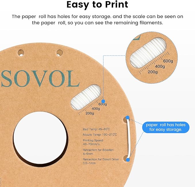 Sovol PLA 3D Printer Filament 2kg Spool Printing Materials, Wiring Tightness - Image 3