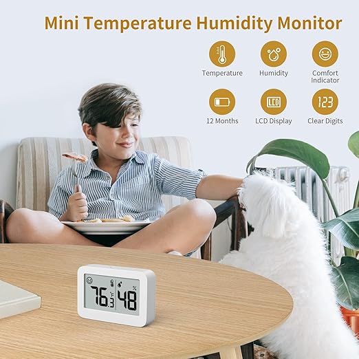 DOOMAY 2-Pack Mini Hygrometer Indoor Thermometer, Humidity Gauge - Image 2