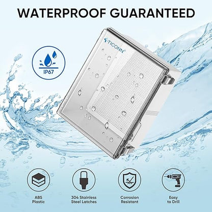 TICONN Outdoor Electrical Box Waterproof, Junction Box IP67 ABS Plastic - Image 2