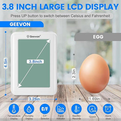 Geevon Digital Hygrometer Indoor Outdoor Thermometer Wireless - Image 2