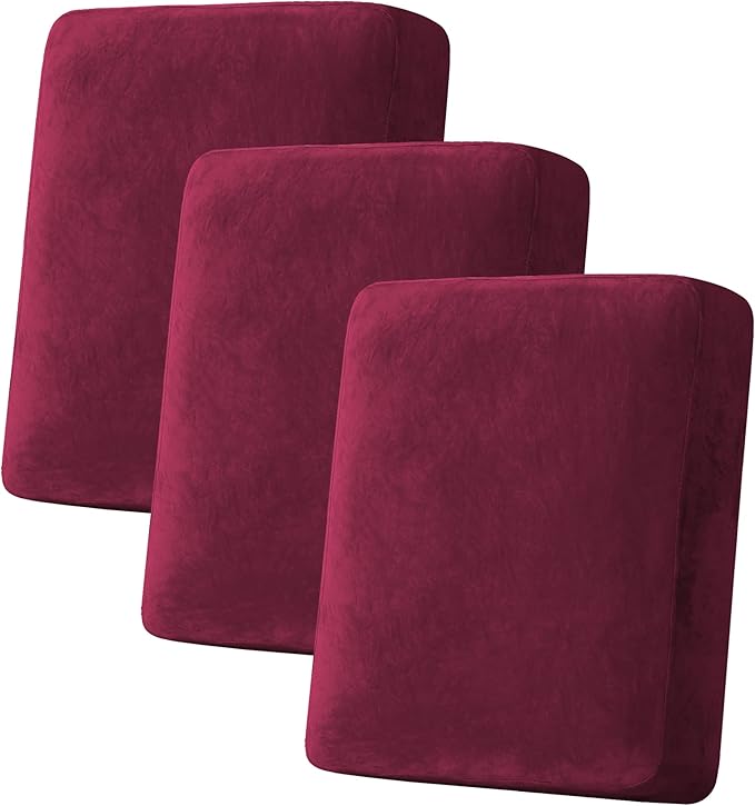 H.VERSAILTEX Velvet Stretch Couch Cushion Cover Plush Cushion Slipcover by HVERSAILTEX
