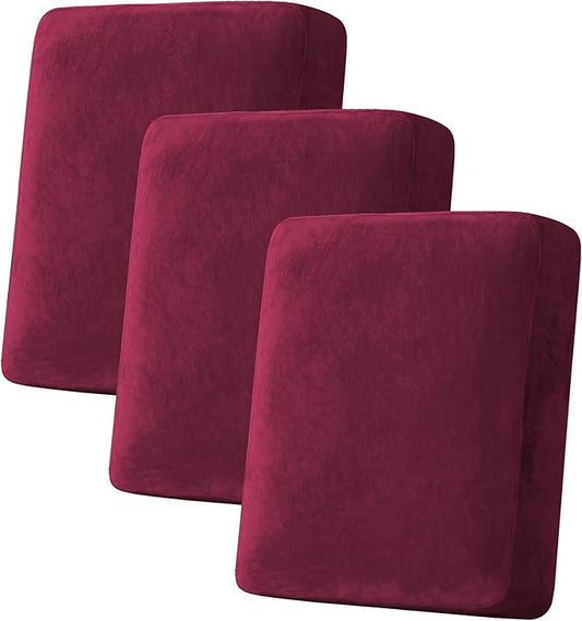 H.VERSAILTEX Velvet Stretch Couch Cushion Cover Plush Cushion Slipcover by HVERSAILTEX
