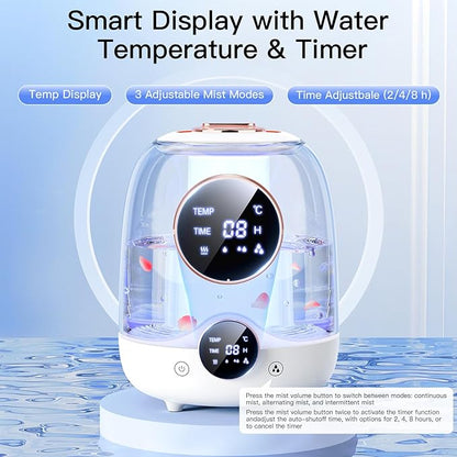 Humidifiers for Bedroom, 3L Tank for 30H 20dB Quiet Mist Time, Dual Nozzles - Image 3