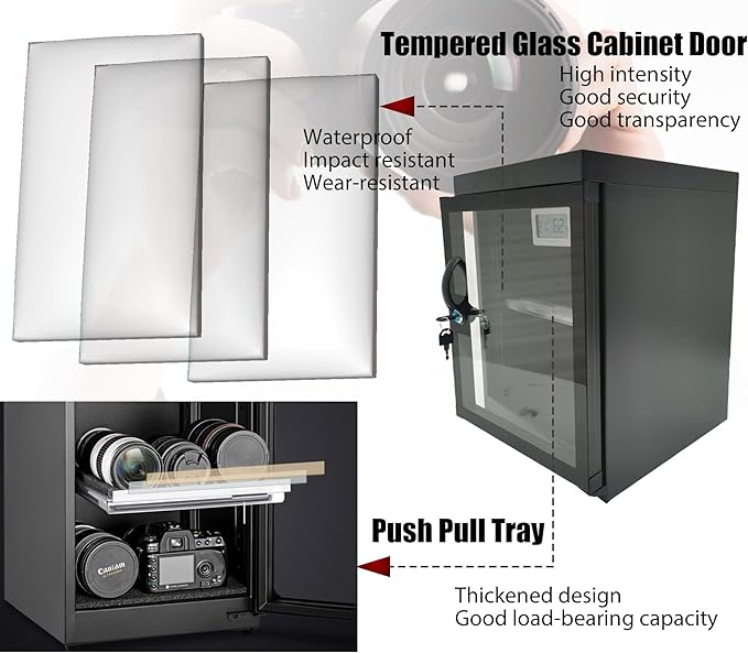 Electronic Dry Cabinet 30L, Camera Dry Cabinet 2 Tiers, Dehumidify Moisture - Image 6