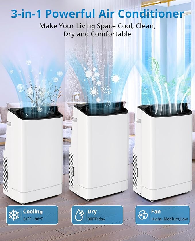 GarveeHome 14, 000 BTU Portable Air Conditioner – 3-in-1 AC - Image 3