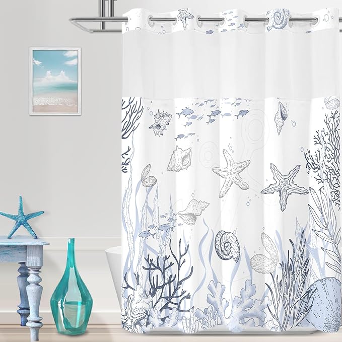 Extra Long No Hook Shower Curtain by TWLSNCD