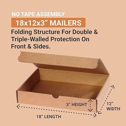 BOX USA Shipping Boxes Small 18"L x 12"W x 3"H 25-Pack - Image 2