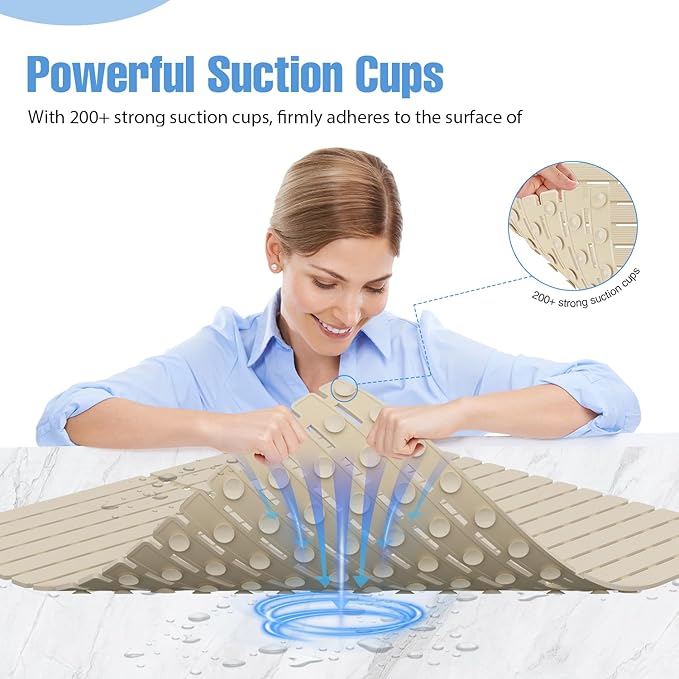 ​Shower Mat Non-Slip Bath Mat for Tub and Shower Stall, 200+ Suction Cups - Image 2