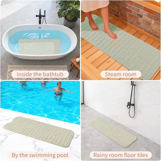 Anti-Slip Bathtub Shower mat, 39.3×15.7 inch（Approximately 100 × 40cm） Soft - Image 7