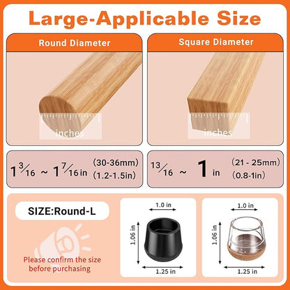 Chair Leg Floor Protectors Large 24Pcs, Silicone Chair Leg Protectors - Image 2