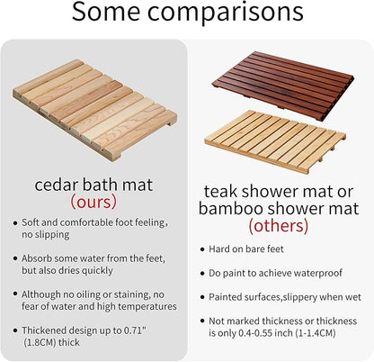 bingaai Cedar Wood Shower Mat, Cedar Wooden Bath Mats, Small Wood Bath Mat 20 x - Image 5