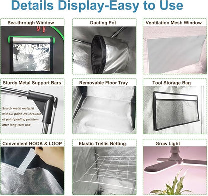 24"x24"x55" Grow Tent Kit, Indoor Grow Tent Complete System High Reflective - Image 6